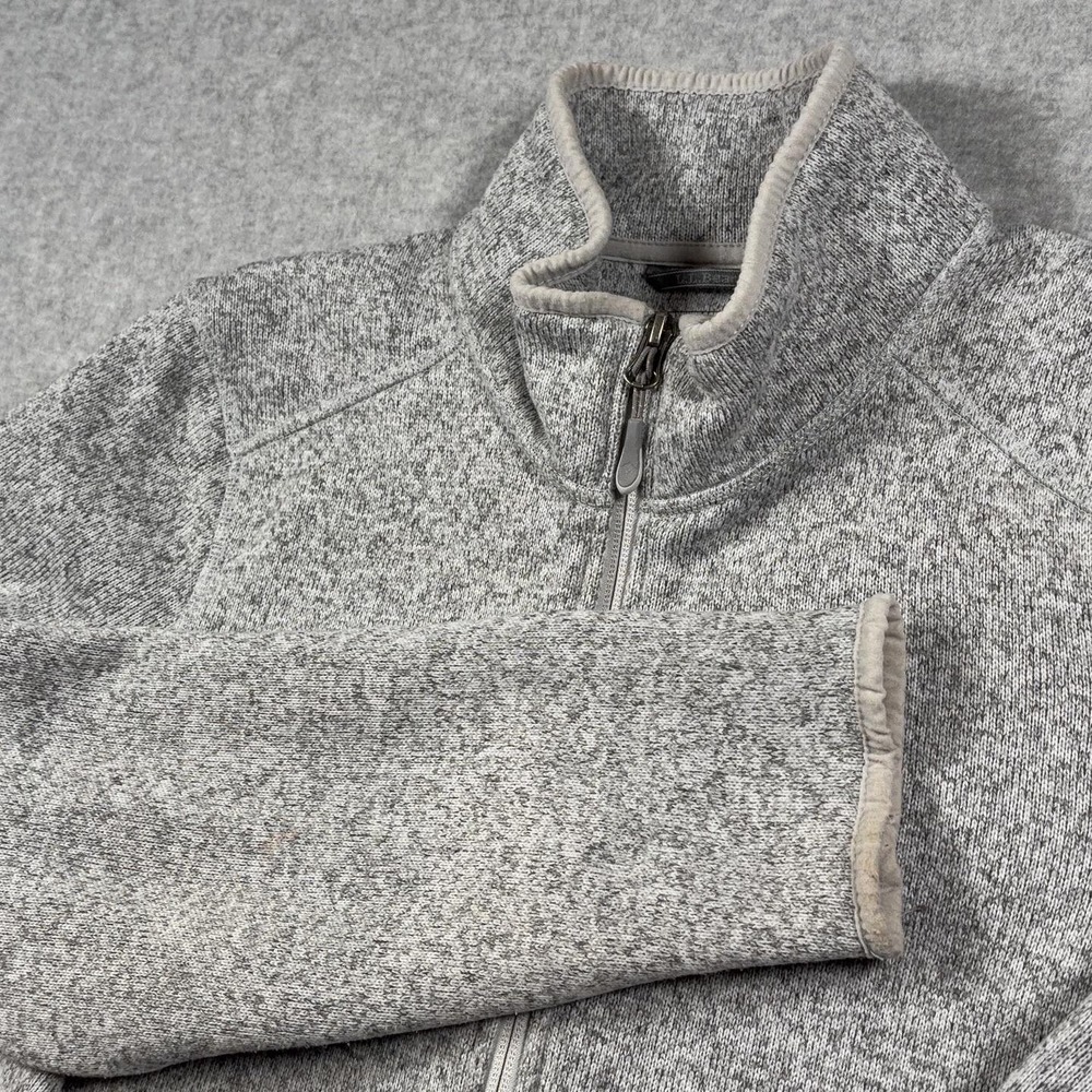 L.L. Bean Jacket Womens Large Gray Fleece Full Zip Lined Pockets Heather Knit